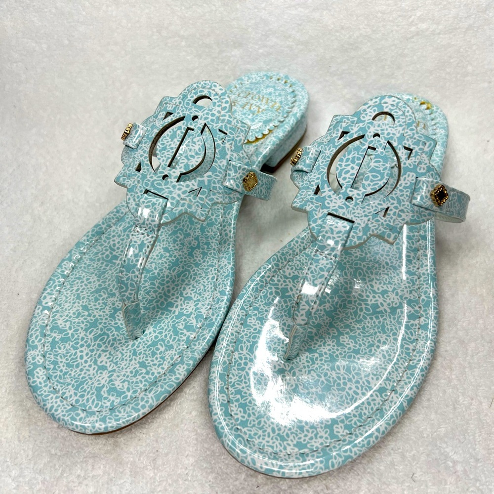crown & ivy Light Blue Floral Jelly Sandals